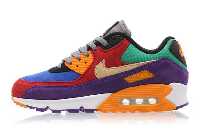 Nike Air Max 90 Men's Shoes Red Purple Green Mix-09 - Click Image to Close
